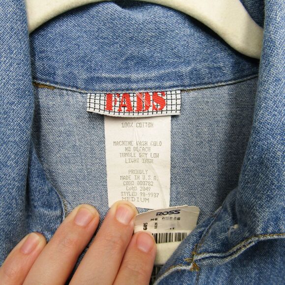 Vintage Fads Dress Womens M Blue Chambray Country Cottage Prairie Modest Y2K New - Picture 6 of 13